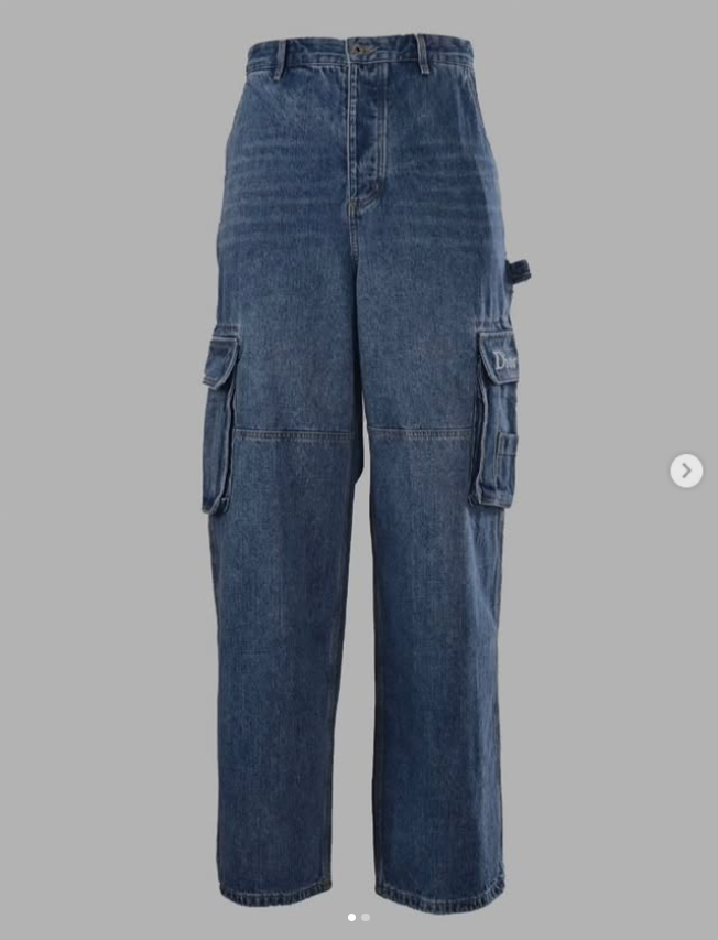 Jeans cargo Dior in twill di cotone blu